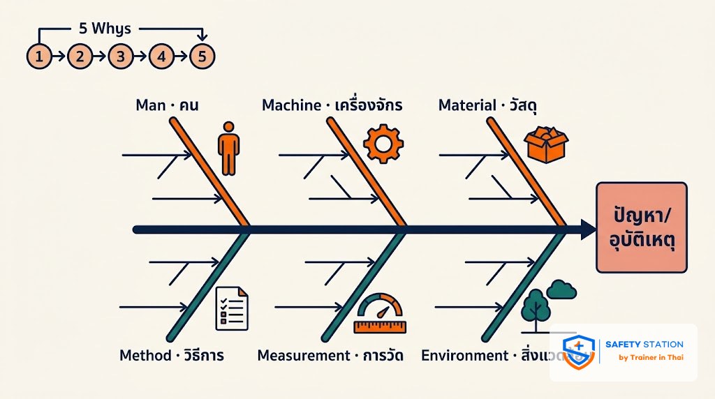 สอบสวนอุบัติเหตุด้วย 5 Whys + Fishbone — สอนใช้จริงเป็นขั้น