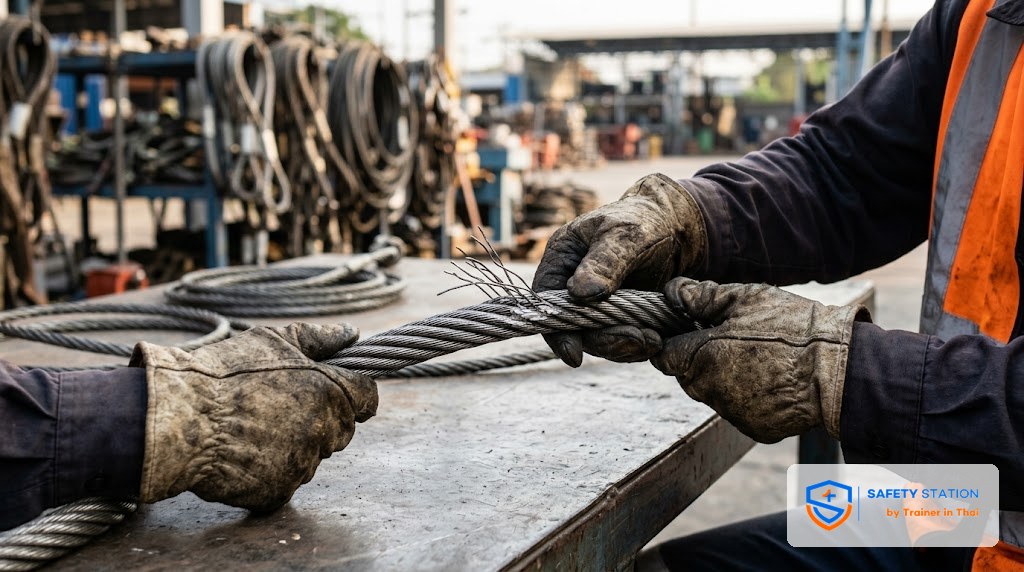 เกณฑ์ปลดระวาง Wire Rope และสลิงลวด — เส้นลวดขาดต่อ Lay, สึก, Kink ตาม ASME B30.9/B30.30 เทียบลักษณะต้องห้ามกฎไทย ข้อ 86